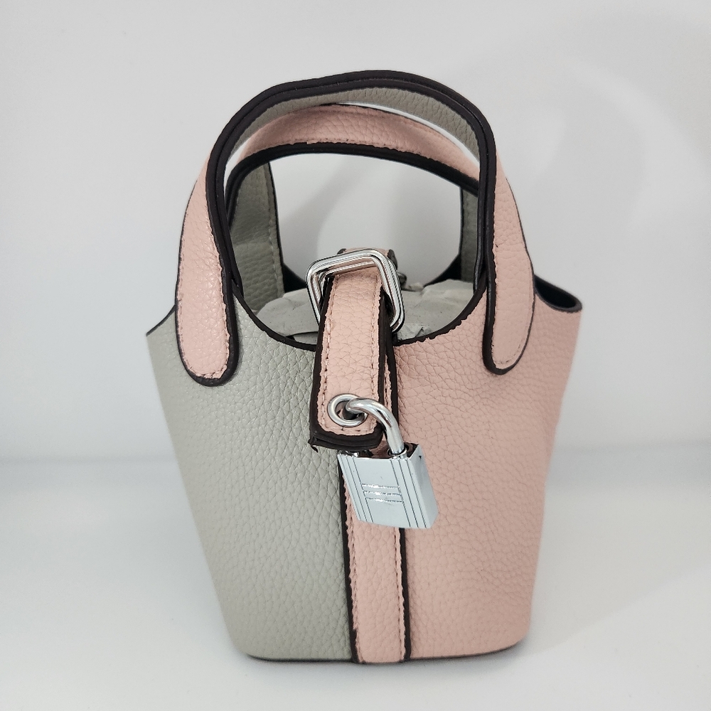 Kids - Mini PU Bucket Purse with Lockabd Detachable Crossbody Strap